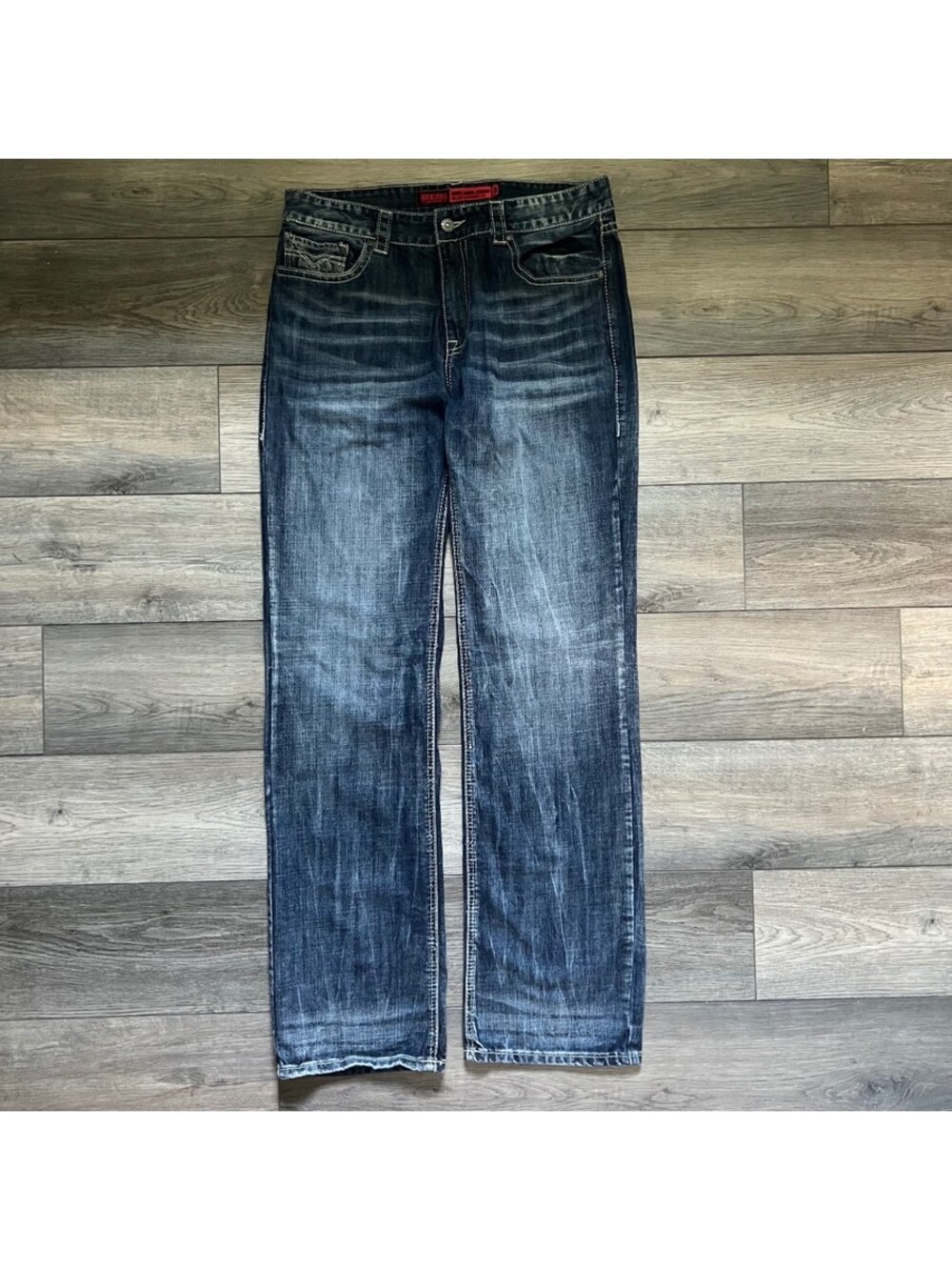 Rock & Roll Cowboy Men's 36x36 Double Barrel Relaxed Straight Jeans Blue Denim